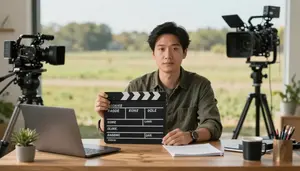 Casting Director Casting Actors Film In A Writers Home Office Desk In