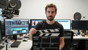 Casting Director Editing Film Post In A Film Post Production Editing Suite