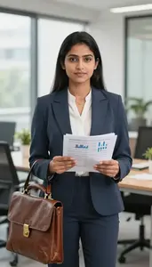 Chief Operating Officer Reviewing Documents In Office