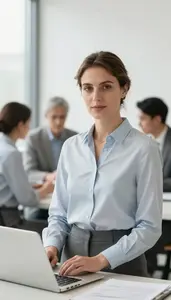 Chro At Desk In Modern Office