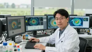 Climate Scientist Analyzing Climate Model In A Climate Research Computing Center