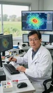 Climatologist Tracking Weather Patterns In A Climate Modeling Supercomputing