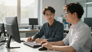 Cloud Architect Participating Daily Standup In A Quantum Computing Laboratory