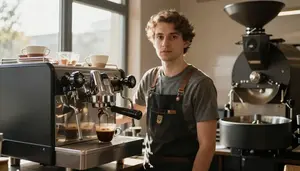 Coffee Roaster Pouring Coffee Using In A Coffee Roasting Facility In