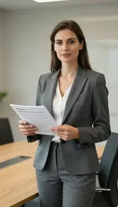 Compliance Officer Reviewing Documents In Office