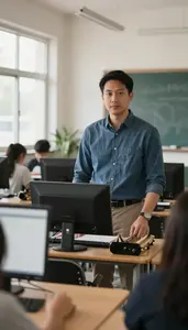 Computer Science Leading Physical Education In A Music Classroom With