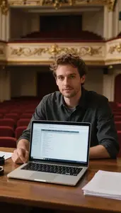 Concert Promoter Managing Theater From A Theater Management Office