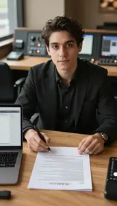 Concert Promoter Negotiating Talent Contract In A Concert Venue Control Room