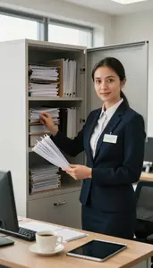 Concierge Organizing Files Organized In A Wealth Management Office In