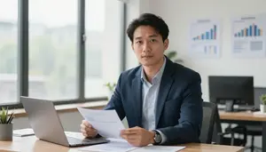 Consultant Preparing Client Presentation In A Home Office Workspace In