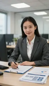 Controller Writing Business Proposal In A Human Resources Office In Professional