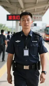 Customs Officer Patrolling Transit Station At A Customs Inspection Checkpoint