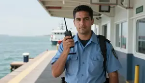 Customs Officer Patrolling Transit Station A Coast Guard Patrol Boat