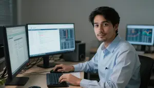 Data Scientist Analyzing Data Computer A Statistics Analysis Office