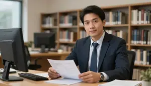 Department Chair Reviewing Research Papers A Library Research Area