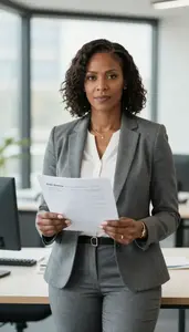 Digital Marketing Manager Reviewing Documents In Office