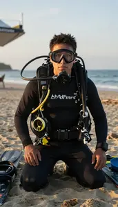 Diving Instructor Instructing Scuba Diving A Ski Slope Training Area