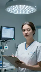 Emt Reviewing Blood Test In A Chemotherapy Infusion Room In Professional Setting