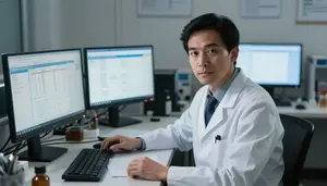 Epidemiologist Calculating Financial Risk In An Epidemiology Research Office