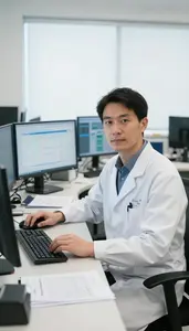 Epidemiologist Performing Statistical Analysis A Data Analysis Office With