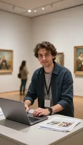 Exhibition Designer Curating Artwork Museum In A Museum Gallery Exhibition Space