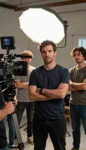 Film Director Directing Actors Film In A Film Set Production Area In