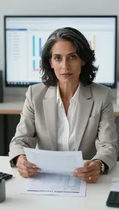 Finance Manager Reviewing Cash Flow Forecasts Stock Photo