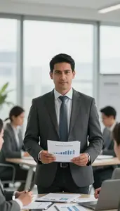 Financial Manager At Work In Modern Office Setting