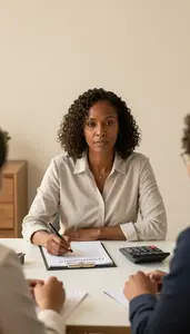 Financial Planner Creating A Retirement Plan With A Client Stock Photo