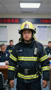 Fire Marshal Investigating Fire Scene A Police Station Briefing Room