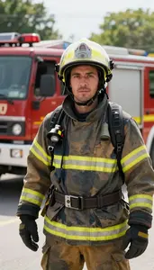 Firefighter Responding Emergency Call At A Fire Emergency Scene In Professional