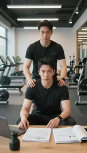 Fitness Instructor Instructing Photography Studio In A Fitness Gym Training Area