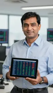 Fixed Income Trader Evaluating Market Volatility Stock Photo