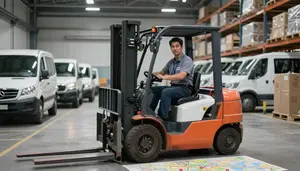 Fleet Manager Managing Fleet Vehicles In A Warehouse Forklift Operating Area