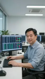 Forex Trader Executing Trades On A Trading Terminal Stock Photo