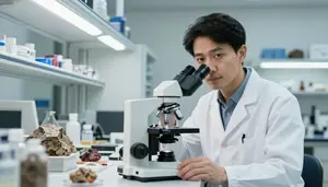 Geologist Studying Rock Petrology In A Petrology Microscopy Lab In Professional