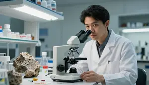 Geologist Studying Rock Petrology A Mineralogy Research Laboratory