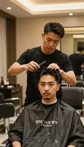 Hair Stylist Styling Cutting Hair In A Barber Shop Styling Chair In Professional