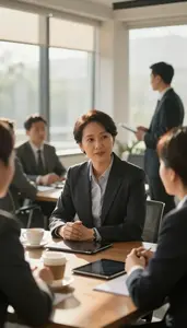 Insurance Agent Networking Professional Business In A Executive Boardroom