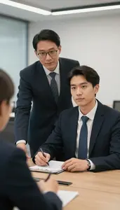 Investment Banker Mentoring Junior Colleague In A Market Research Focus Group