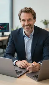 Investment Consultant Reviewing Portfolio Performance Data Stock Photo