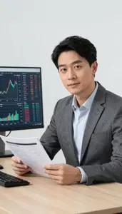 Investment Strategist Reviewing Fund Prospectuses Stock Photo
