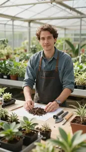 Landscape Designer Cataloging Plant Species In A Landscape Design Studio