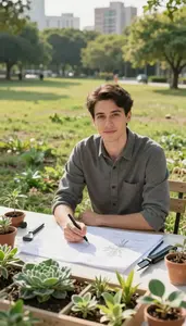 Landscape Designer Designing Landscape Public In An Urban Planning Office