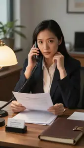 Legal Counsel Making Phone Call A Market Research Focus Group Room