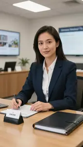 Legal Counsel Preparing Client Presentation In A Real Estate Office Showroom