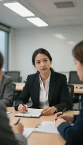 Legal Counsel Reviewing Contracts Conference In A Market Research Focus Group