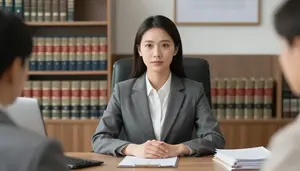Legal Secretary Defending Client Trial In A Lawyer Private Office In