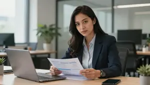 Life Coach Reviewing Financial Spreadsheets In A Marketing Agency Creative