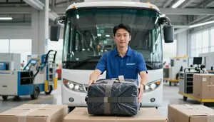 Logistics Coordinator Loading Luggage Onto A Postal Sorting Facility